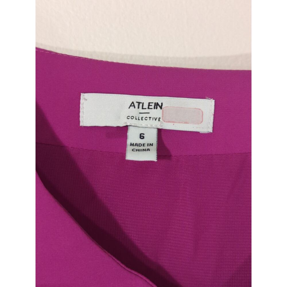 RTR Atlein Sz 6 Pink Side Tie Long Sleeve V-Neck Faux Wrap Blouse Top - Picture 4 of 8